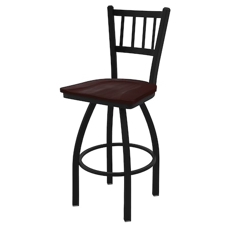 Holland Bar Stool Co 30" Swivel Bar Stool, Black Wrinkle, Dark Cherry Maple Seat 81030BWDCMpl